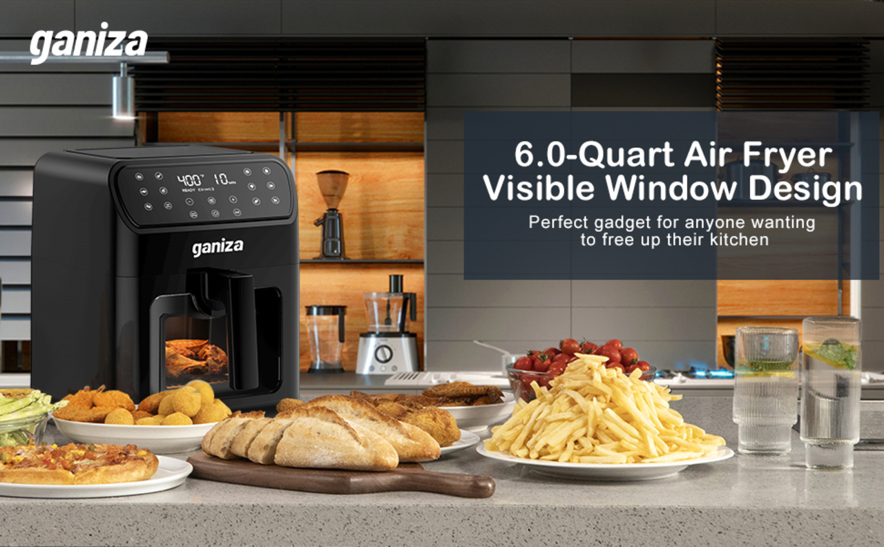  ecozy Air Fryer 6 Quart with Smart WiFi, See-Through Window, 11  Presets, Dishwasher Safe - Black, Includes 100 Recipes : Home & Kitchen