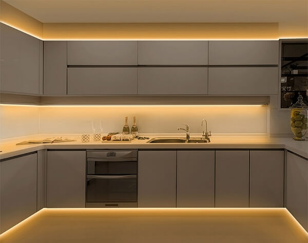 LED strip lights in kitchen