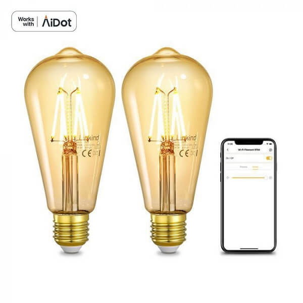 AiDot Linkind ST64 Smart WiFi Vintage Light Bulb