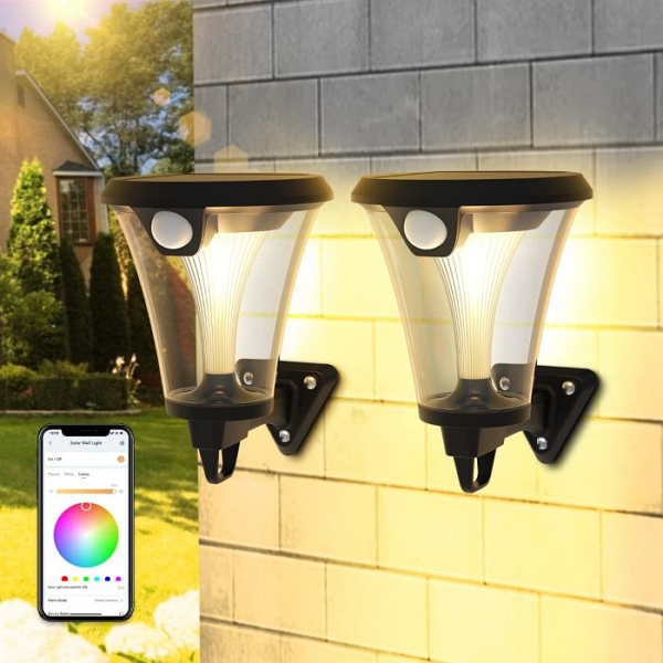 AiDot RGBWW Bluetooth Smart LED Solar Wall Lantern