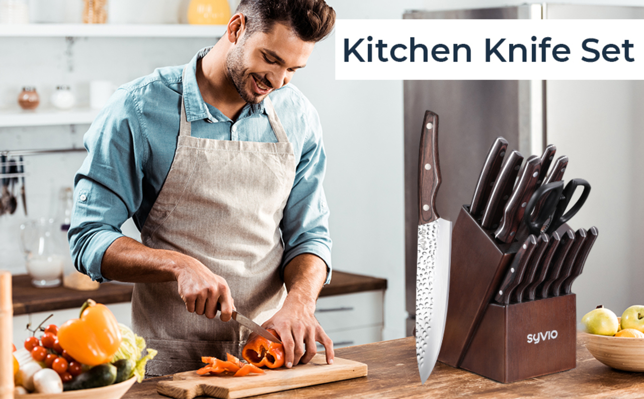 syvio Knife Sets for Kitchen with Block, Kitchen Knife Sets 14