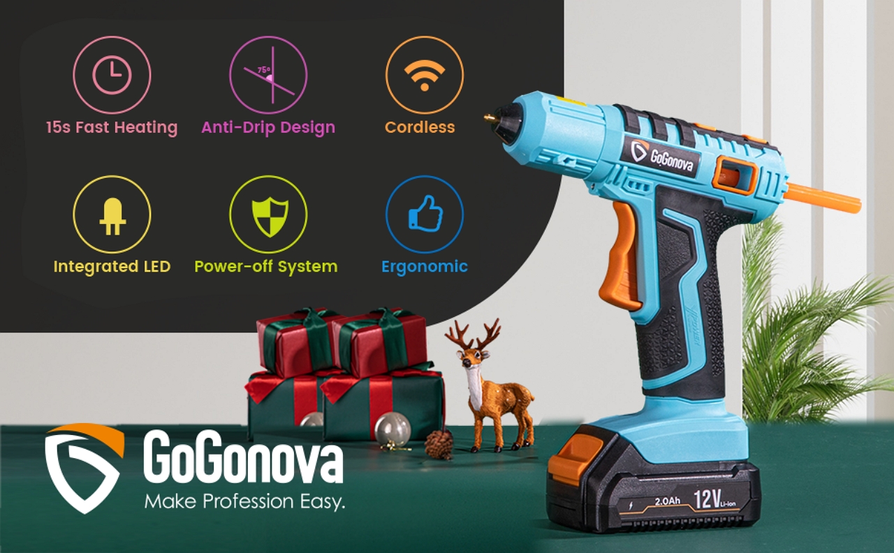 AiDot Gogonova Cordless AntiDrip Glue Gun with 15s Fast Heating, LED