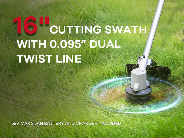 AiDot AiDot ENHULK 58V 16 String Trimmer - Alu, 3-Speed Setting, Brushless Trimmer with EZ-HMI LED Control Panel