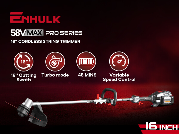 AiDot AiDot ENHULK 58V 16 String Trimmer - Alu, 3-Speed Setting, Brushless Trimmer with EZ-HMI LED Control Panel